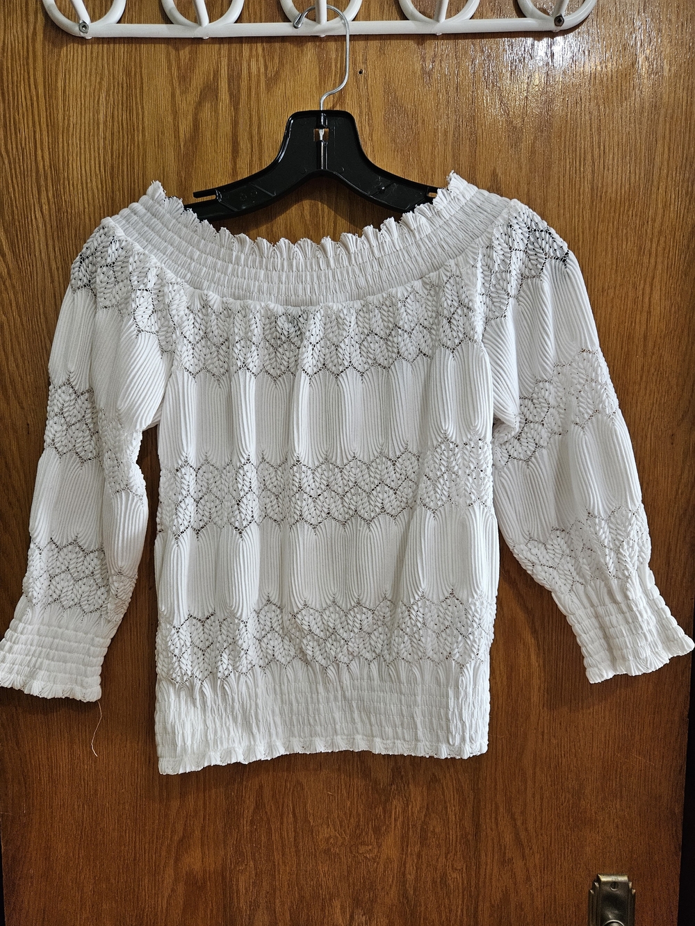 Women’s Off-Shoulder White Smocked Top